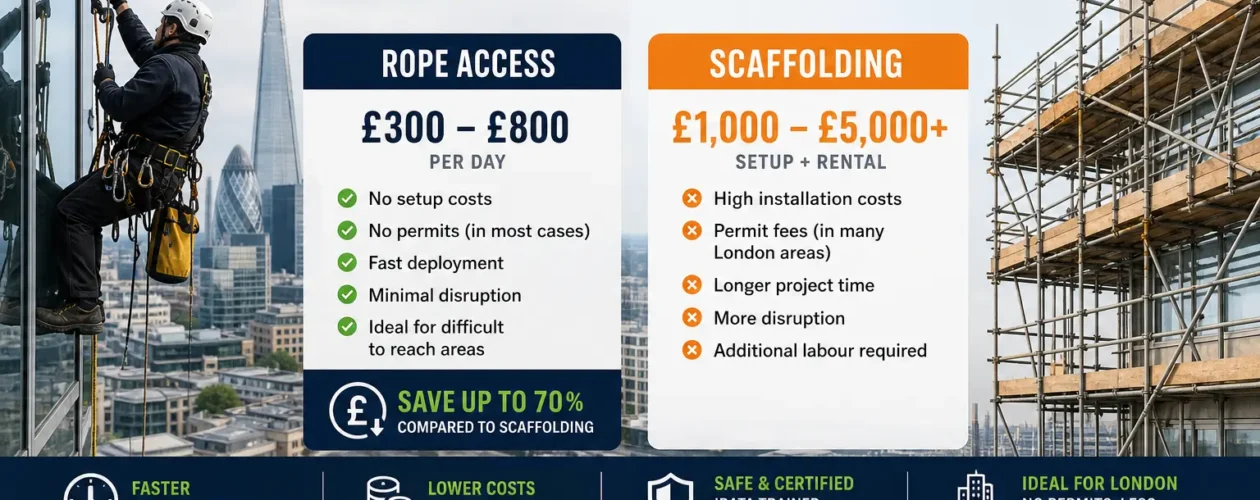 Rope Access vs Scaffolding Price London - Which Is Cheaper?